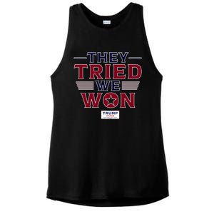 They Tried We Won Trump 2024 Ladies PosiCharge Tri-Blend Wicking Tank