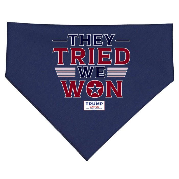 They Tried We Won Trump 2024 USA-Made Doggie Bandana