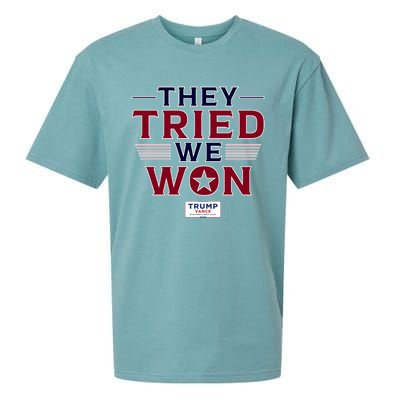 They Tried We Won Trump 2024 Sueded Cloud Jersey T-Shirt