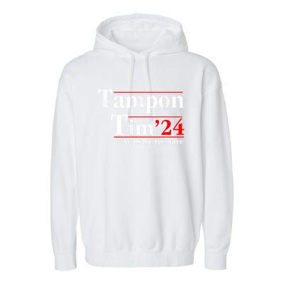 Tampon Tim Will Stop The Red Wave Funny Vote Harris Walz Garment-Dyed Fleece Hoodie