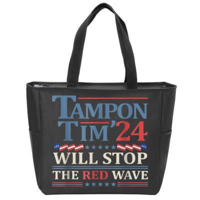 Tampon Tim Will Stop The Red Wave Funny Vote Harris Walz Zip Tote Bag