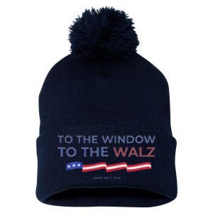 To The Window To The Tim Walz Kamala Harris 2024 Pom Pom 12in Knit Beanie