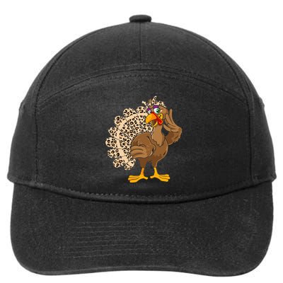 Thanksgiving Turkey Women Girl Leopard Print Autumn Fall 7-Panel Snapback Hat