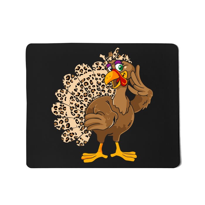 Thanksgiving Turkey Women Girl Leopard Print Autumn Fall Mousepad