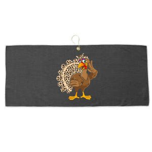 Thanksgiving Turkey Women Girl Leopard Print Autumn Fall Large Microfiber Waffle Golf Towel