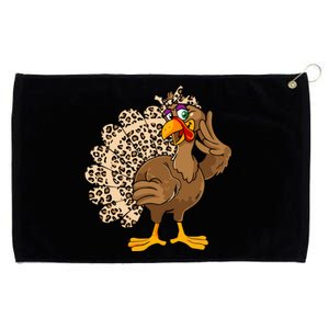 Thanksgiving Turkey Women Girl Leopard Print Autumn Fall Grommeted Golf Towel