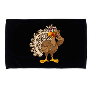 Thanksgiving Turkey Women Girl Leopard Print Autumn Fall Microfiber Hand Towel