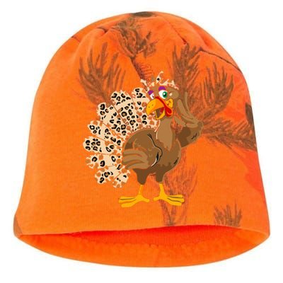 Thanksgiving Turkey Women Girl Leopard Print Autumn Fall Kati - Camo Knit Beanie