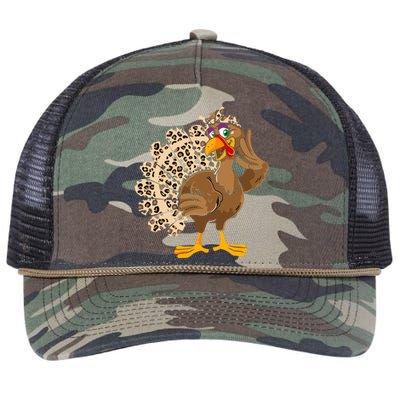 Thanksgiving Turkey Women Girl Leopard Print Autumn Fall Retro Rope Trucker Hat Cap