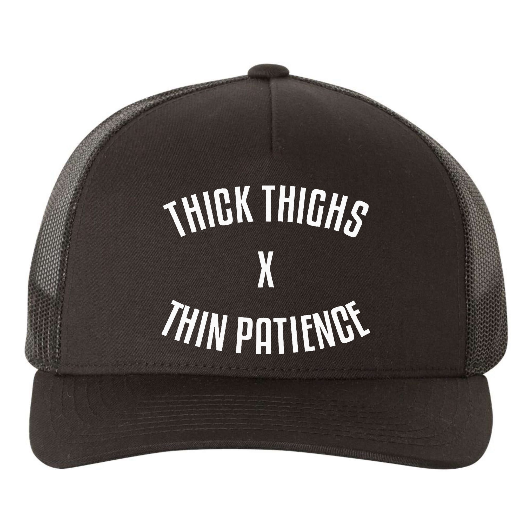 Thick Thighs X Thin Patience Funny Sarcastic Fitness Workout Yupoong Adult 5-Panel Trucker Hat