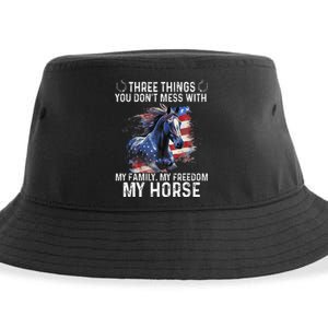 Three Things You Don't Mess With My Family Freedom My Horse Sustainable Bucket Hat