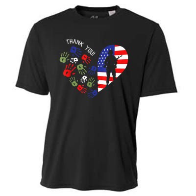 Thank Tee You Veterans Day American Flag Heart Military  Cooling Performance Crew T-Shirt