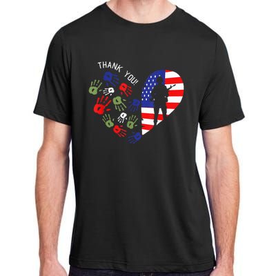 Thank Tee You Veterans Day American Flag Heart Military  Adult ChromaSoft Performance T-Shirt