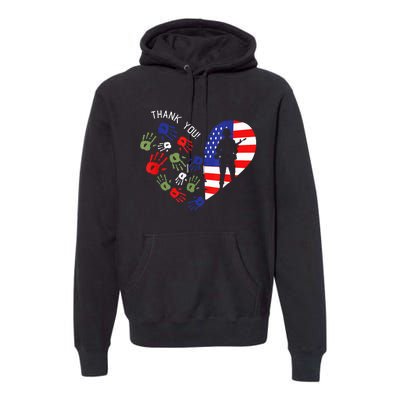 Thank Tee You Veterans Day American Flag Heart Military  Premium Hoodie