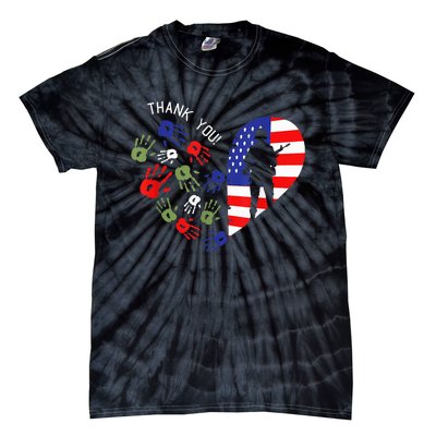 Thank Tee You Veterans Day American Flag Heart Military  Tie-Dye T-Shirt