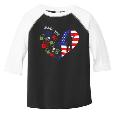 Thank Tee You Veterans Day American Flag Heart Military  Toddler Fine Jersey T-Shirt