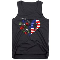 Thank Tee You Veterans Day American Flag Heart Military  Tank Top