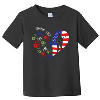 Thank Tee You Veterans Day American Flag Heart Military  Toddler T-Shirt