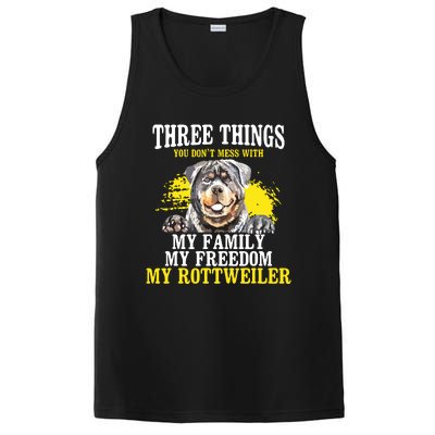 Three Things You Dont Mess With My Family Rottweiler Dog PosiCharge Competitor Tank