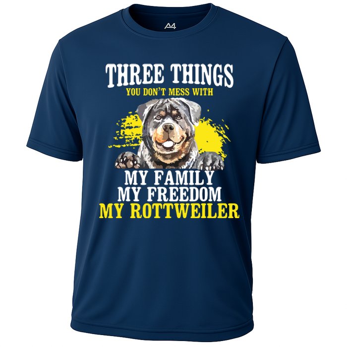 Three Things You Dont Mess With My Family Rottweiler Dog Cooling Performance Crew T-Shirt