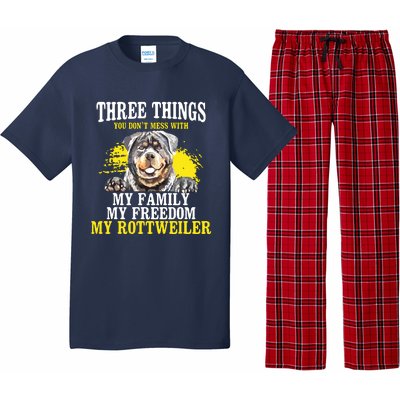 Three Things You Dont Mess With My Family Rottweiler Dog Pajama Set