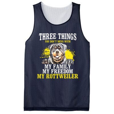 Three Things You Dont Mess With My Family Rottweiler Dog Mesh Reversible Basketball Jersey Tank