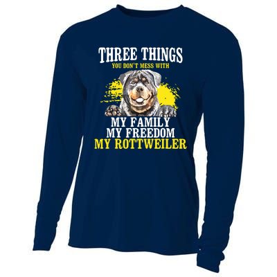 Three Things You Dont Mess With My Family Rottweiler Dog Cooling Performance Long Sleeve Crew