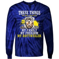 Three Things You Dont Mess With My Family Rottweiler Dog Tie-Dye Long Sleeve Shirt