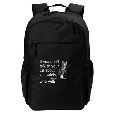 Talk To Your Cat About Gun Safety Funny Daily Commute Backpack