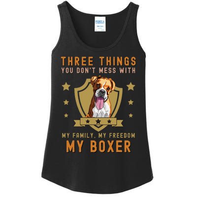 Three Things You Don't Mess With Funny German Boxer Owner Ladies Essential Tank