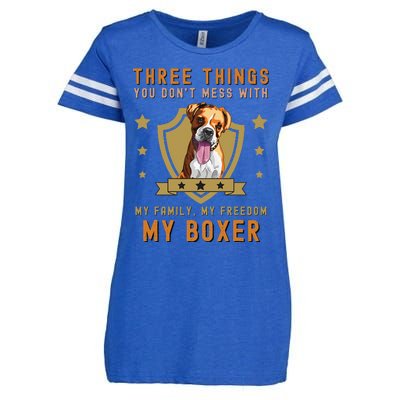 Three Things You Don't Mess With Funny German Boxer Owner Enza Ladies Jersey Football T-Shirt