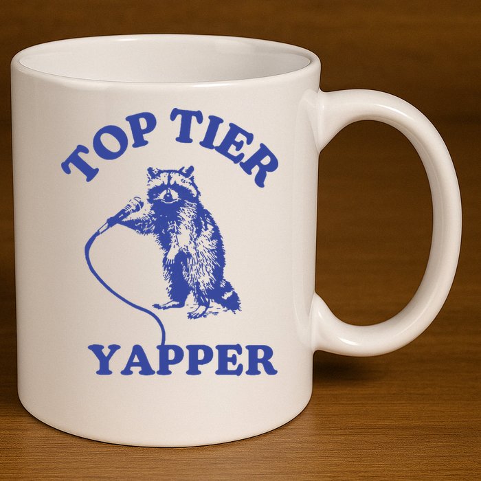 Top Tier Yapper Meme Retro Cartoon 11oz C Handle Ceramic Mug