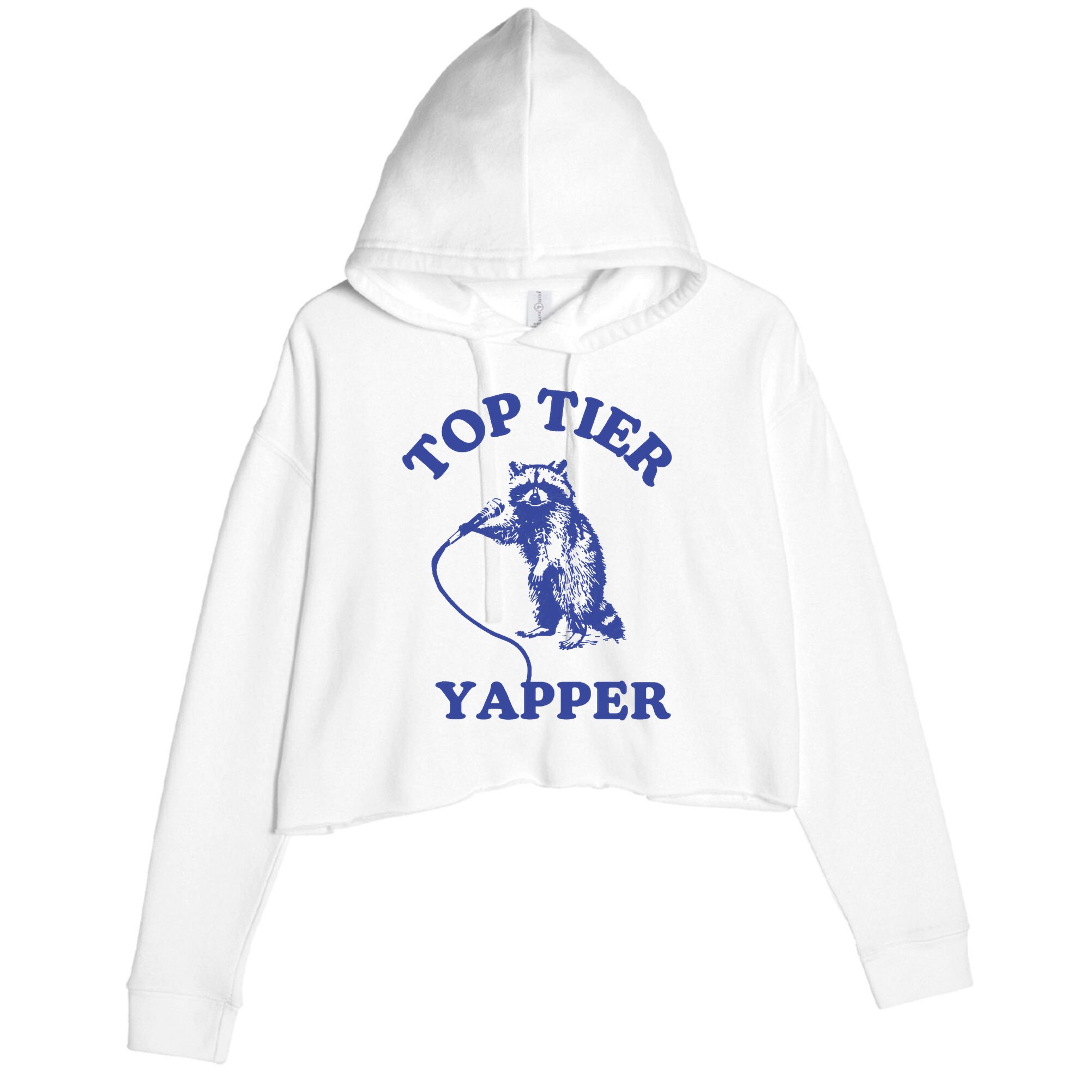 Top Tier Yapper Meme Retro Cartoon Crop Fleece Hoodie