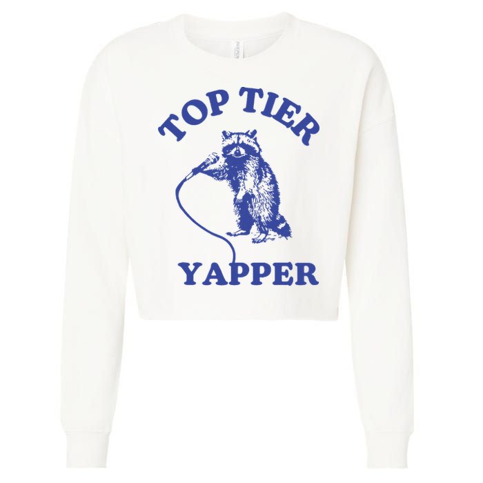 Top Tier Yapper Meme Retro Cartoon Cropped Pullover Crew