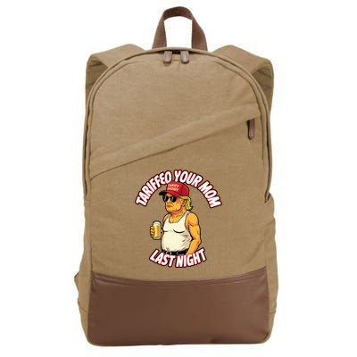 Trump Tariffied Your Mom Last Night Beer Funny Cotton Canvas Backpack
