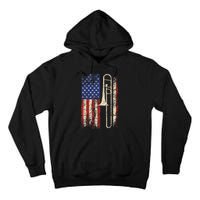 Trombone Usa American Flag Jazz Music Vintage Tall Hoodie