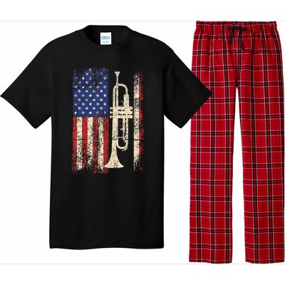 Trumpet Usa American Flag Jazz Music Vintage Pajama Set