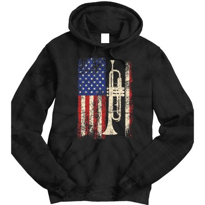 Trumpet Usa American Flag Jazz Music Tie Dye Hoodie