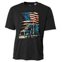 Trucker Us American Flag For Patriotic Cooling Performance Crew T-Shirt