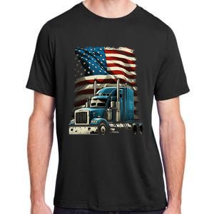 Trucker Us American Flag For Patriotic Adult ChromaSoft Performance T-Shirt