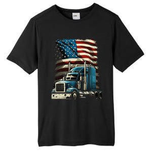 Trucker Us American Flag For Patriotic Tall Fusion ChromaSoft Performance T-Shirt