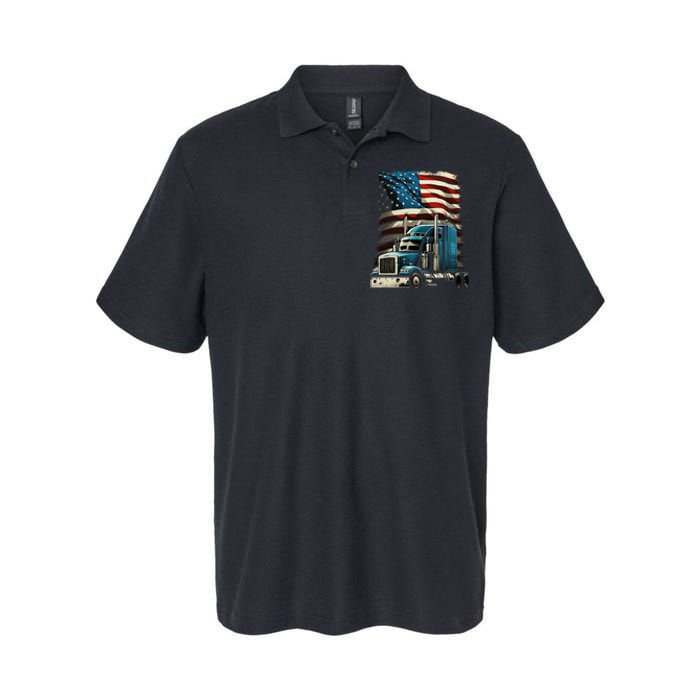 Trucker Us American Flag For Patriotic Softstyle Adult Sport Polo