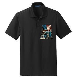 Trucker Us American Flag For Patriotic Dry Zone Grid Polo