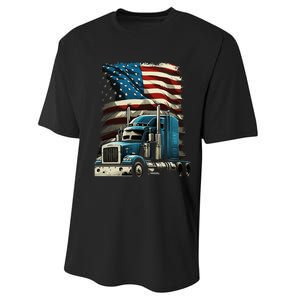 Trucker Us American Flag For Patriotic Performance Sprint T-Shirt