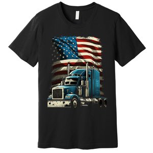 Trucker Us American Flag For Patriotic Premium T-Shirt