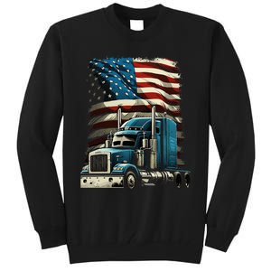 Trucker Us American Flag For Patriotic Tall Sweatshirt