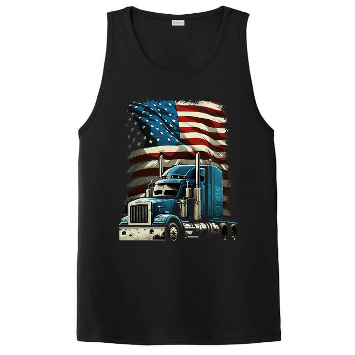 Trucker Us American Flag For Patriotic PosiCharge Competitor Tank