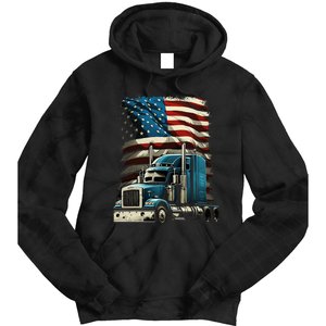 Trucker Us American Flag For Patriotic Tie Dye Hoodie