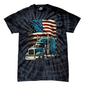 Trucker Us American Flag For Patriotic Tie-Dye T-Shirt