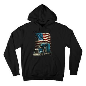 Trucker Us American Flag For Patriotic Tall Hoodie